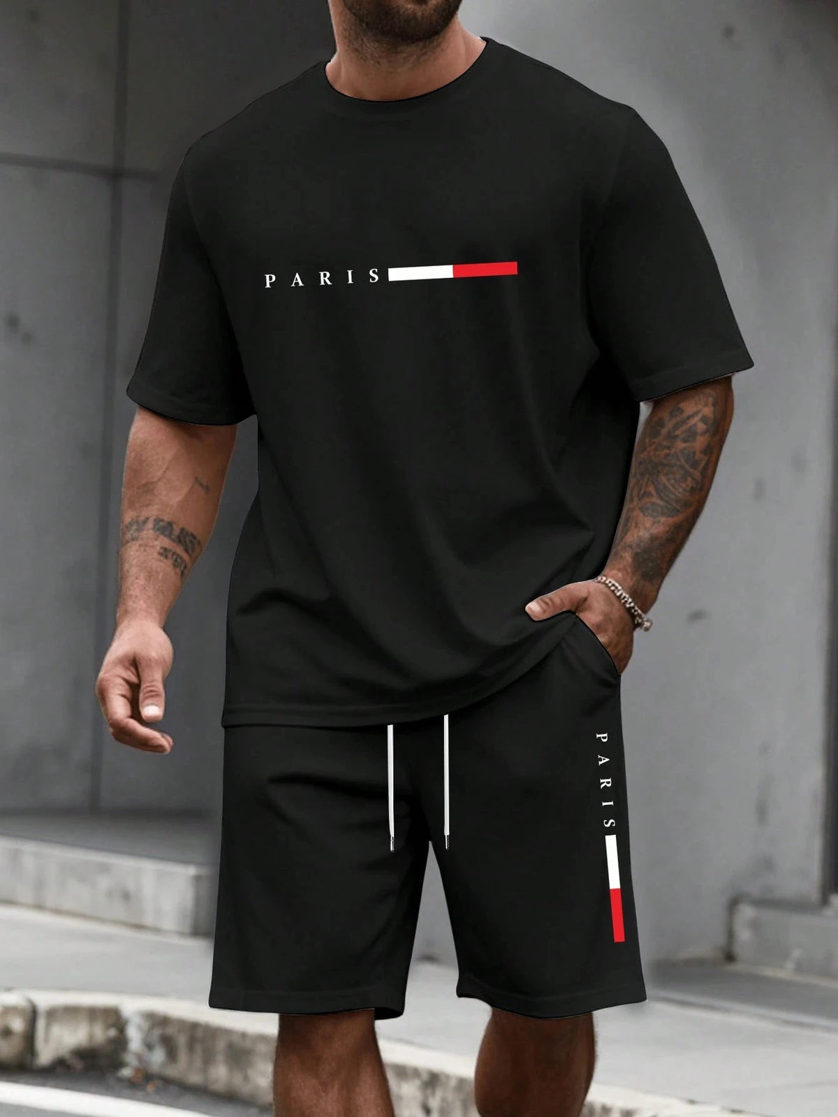 Ensemble Survêtement 2 Pièces Homme T-Shirt Col Rond Manches Courtes + Short Casual Sport – CLEVI Paris