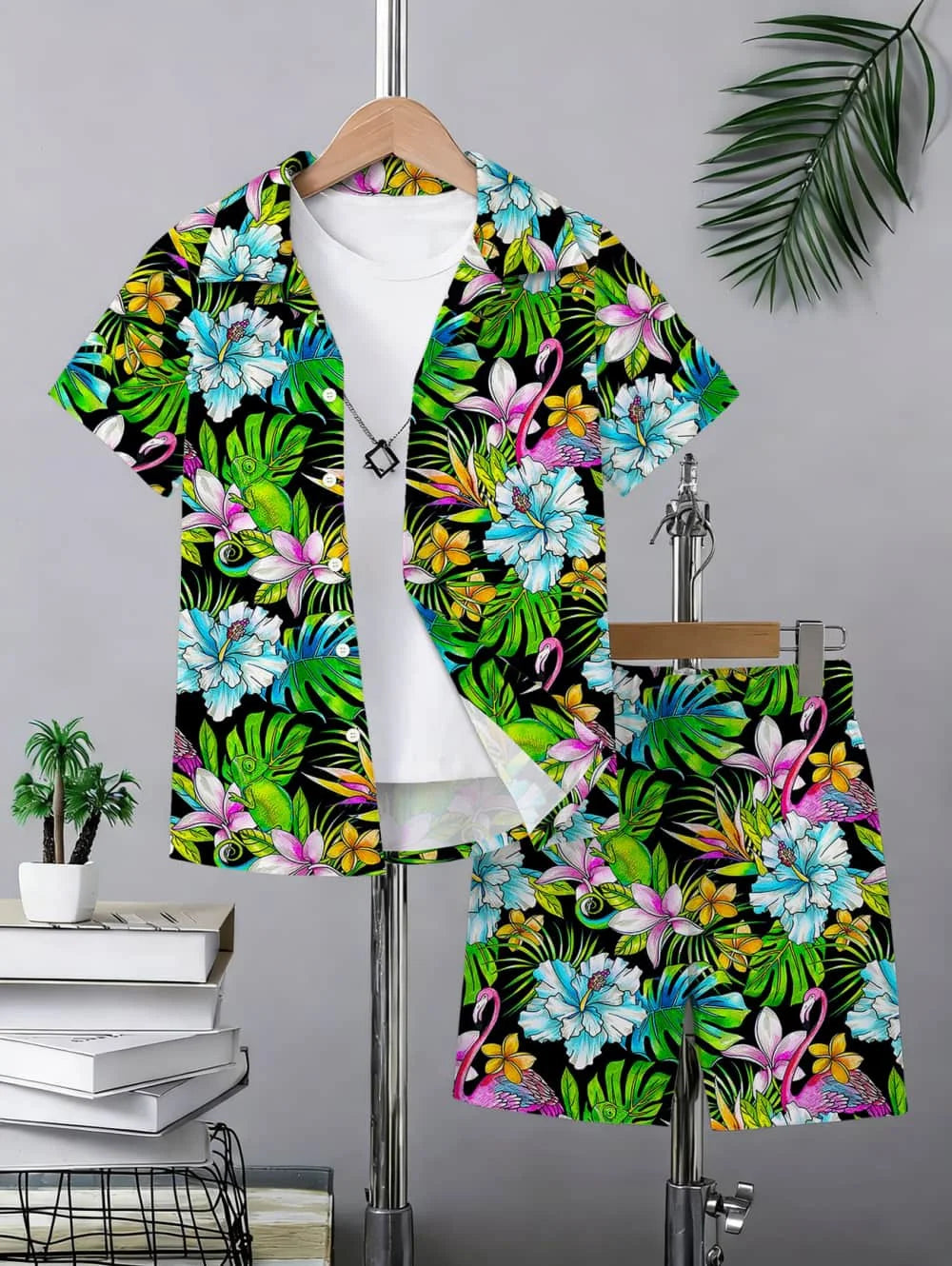 Ensemble garçon hawaïen haut et short – CLEVI Paris