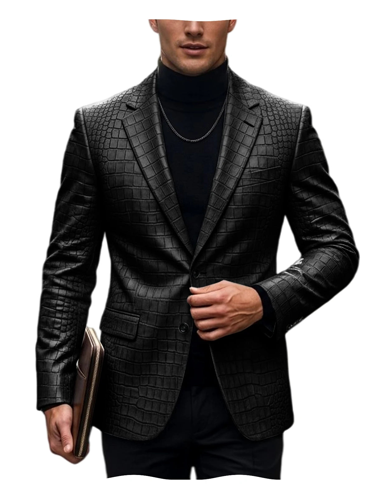 Blazer homme simili cuir crocodile à 2 boutons – CLEVI Paris