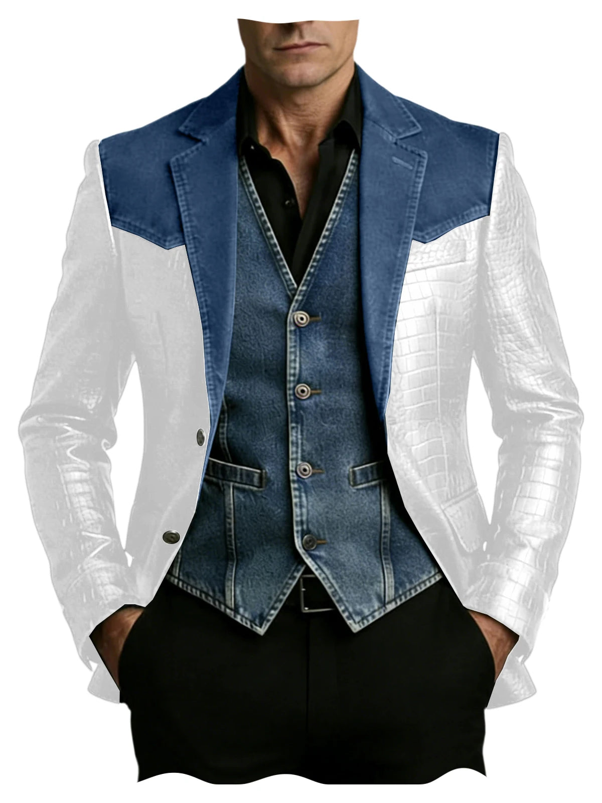 Blazer homme en cuir et polyester – CLEVI Paris