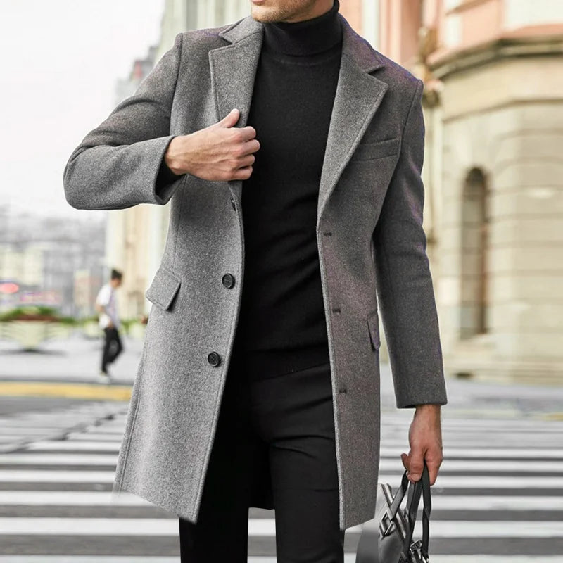 Manteau homme style laine, col rabattu – CLEVI Paris