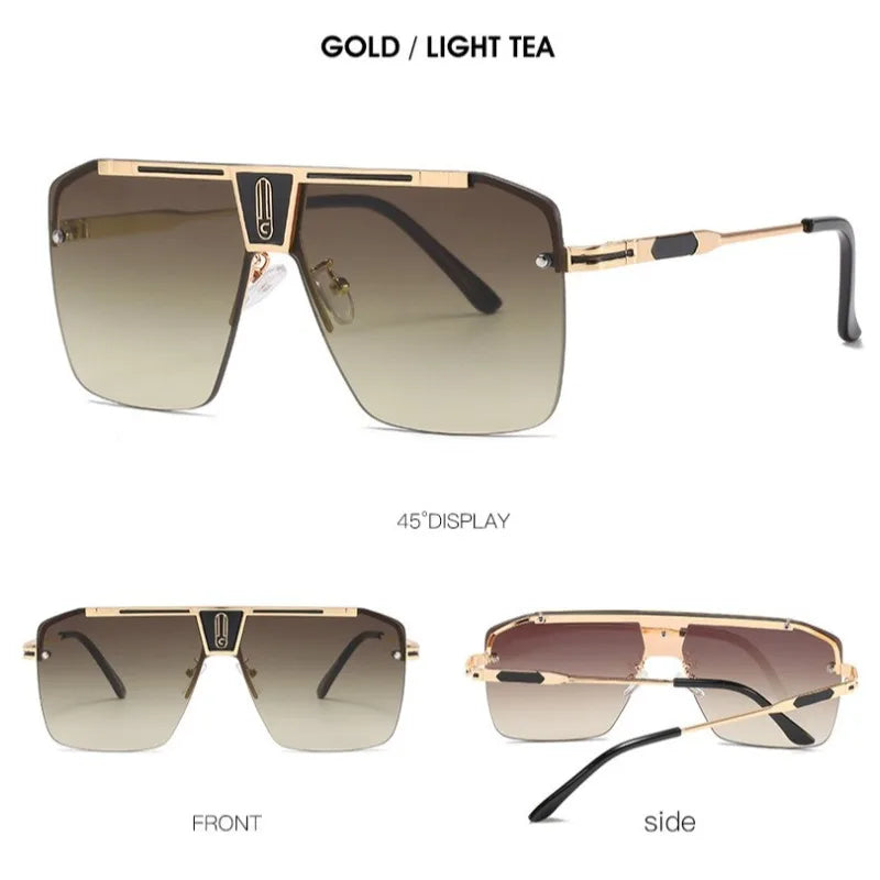 Lunettes de Soleil Carrées Sans Monture Dégradé UV400 Unisexe – CLEVI Paris