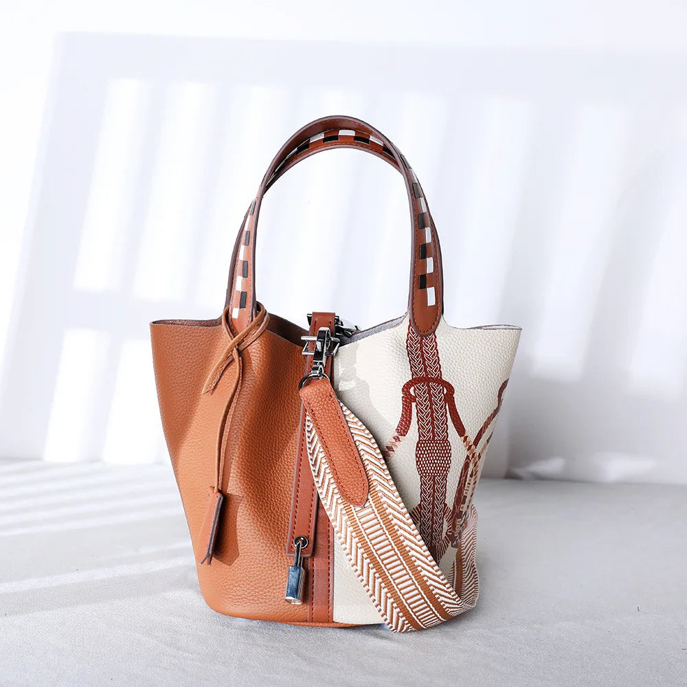 Sac Seau Cuir Véritable Femme Motif Peinture – CLEVI Paris