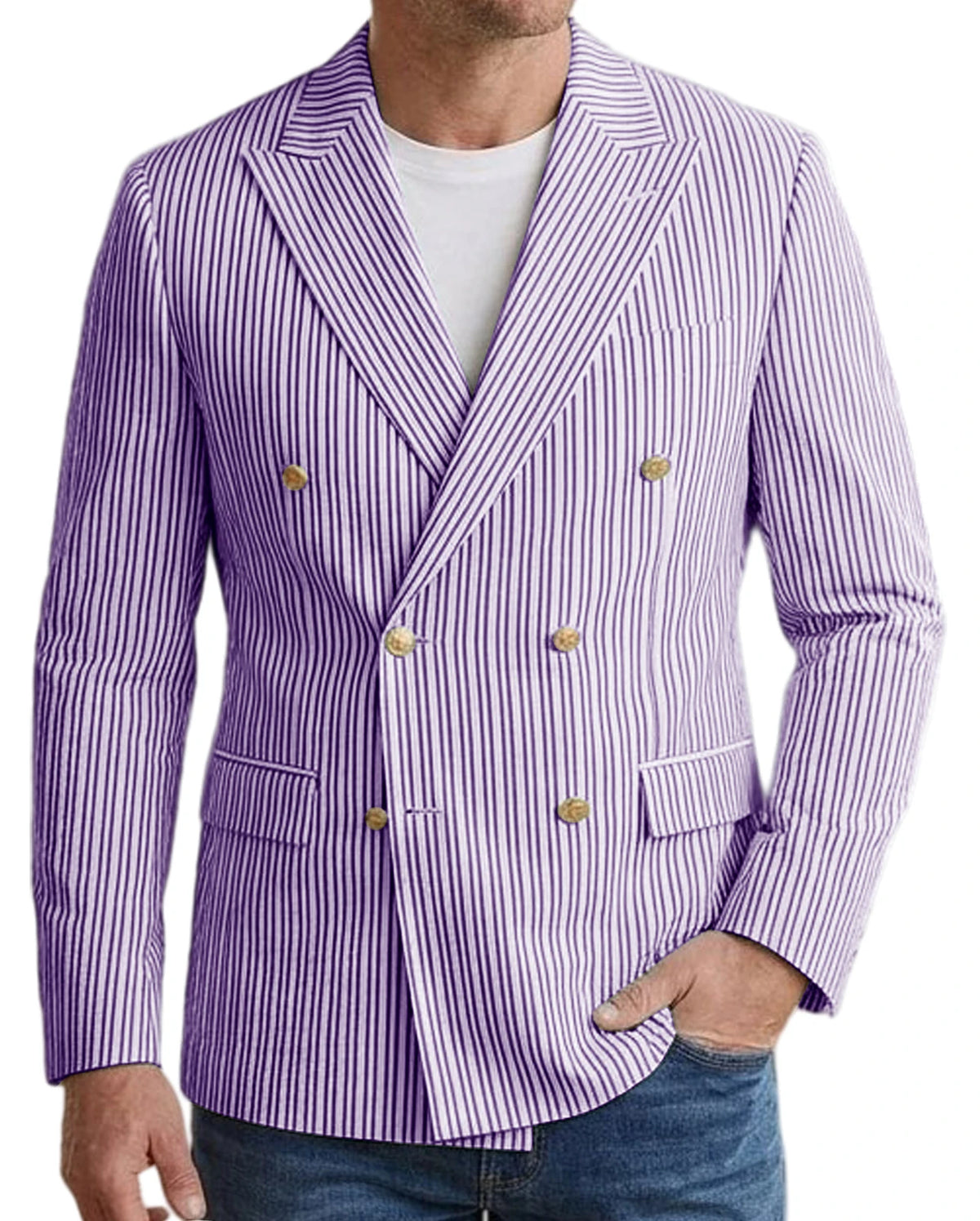 Blazer homme rayé double boutonnage – CLEVI Paris