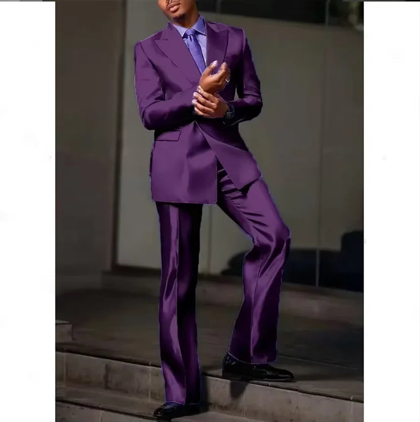 Costume satiné 2 pièces homme – CLEVI Paris