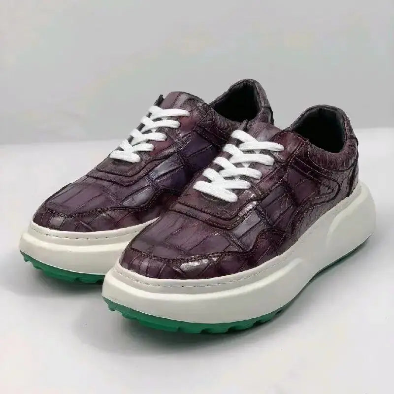 Sneakers Cuir Crocodile Homme 5 Coloris Lacets Casual – CLEVI Paris