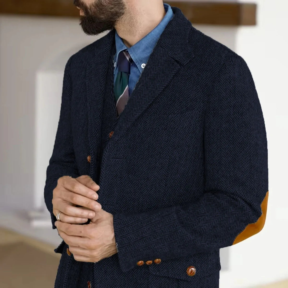 Blazer homme en tweed à chevrons – CLEVI Paris