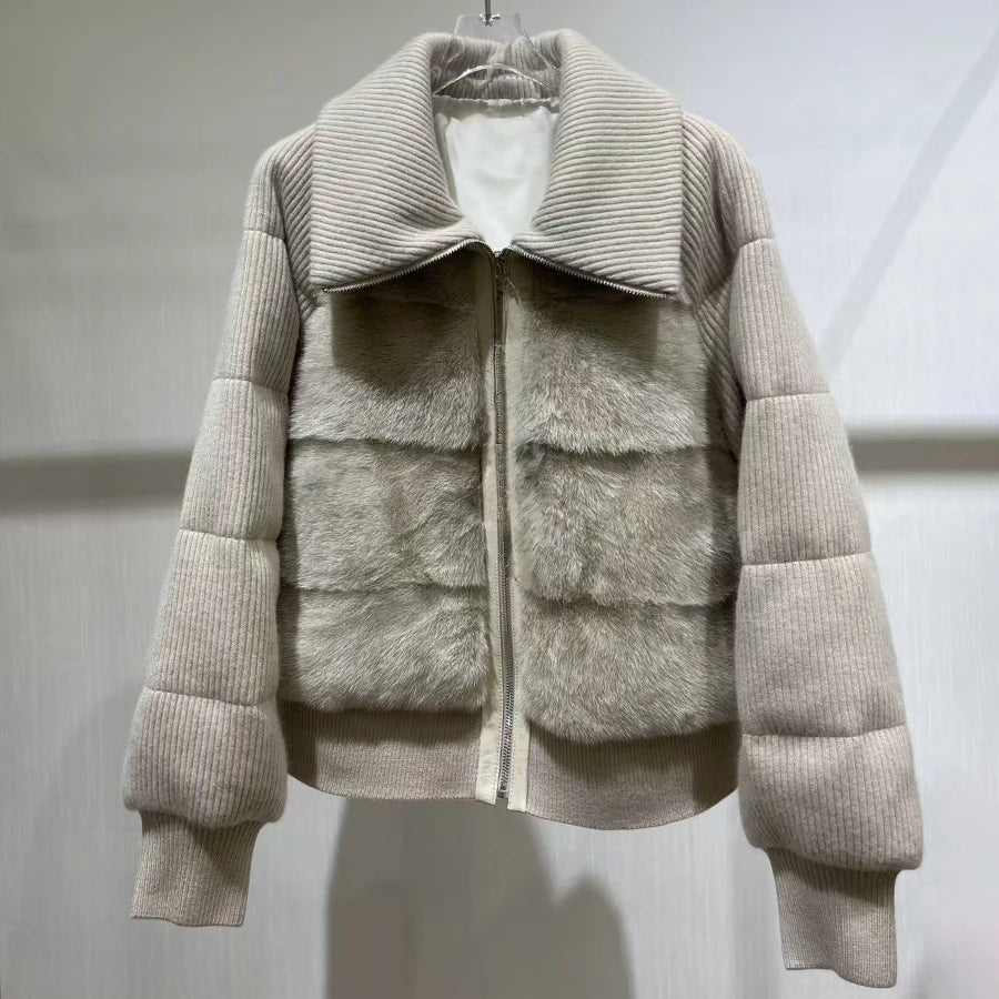 Veste courte femme zippée à grand col – CLEVI Paris