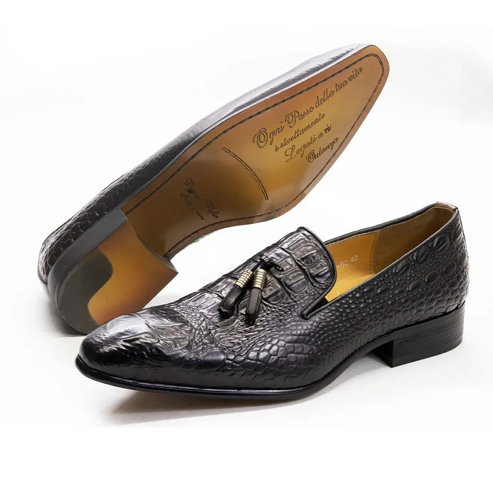 Mocassins homme à pampilles en cuir véritable – CLEVI Paris