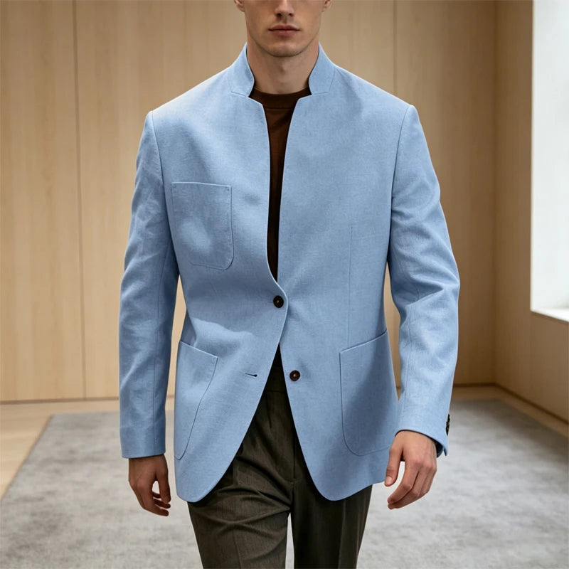 Blazer homme en lin – Col montant – CLEVI Paris