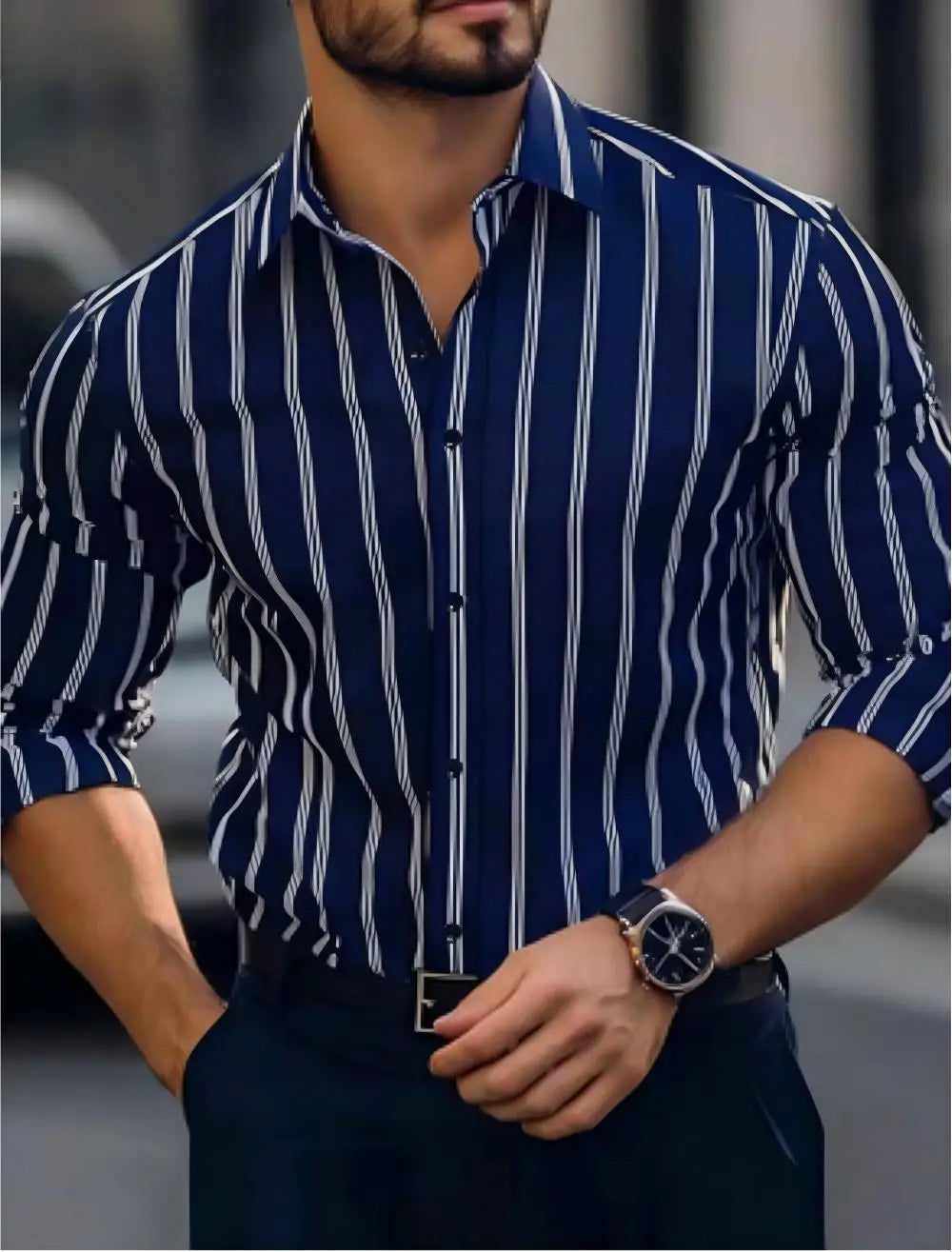 Chemise homme business rayée en soie – CLEVI Paris