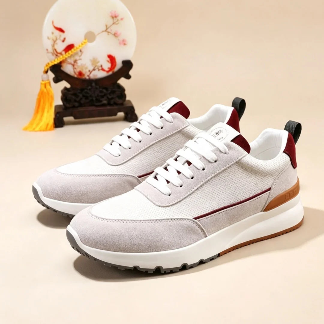 Sneakers Cuir Perforé Homme Lacets & Daim – CLEVI Paris