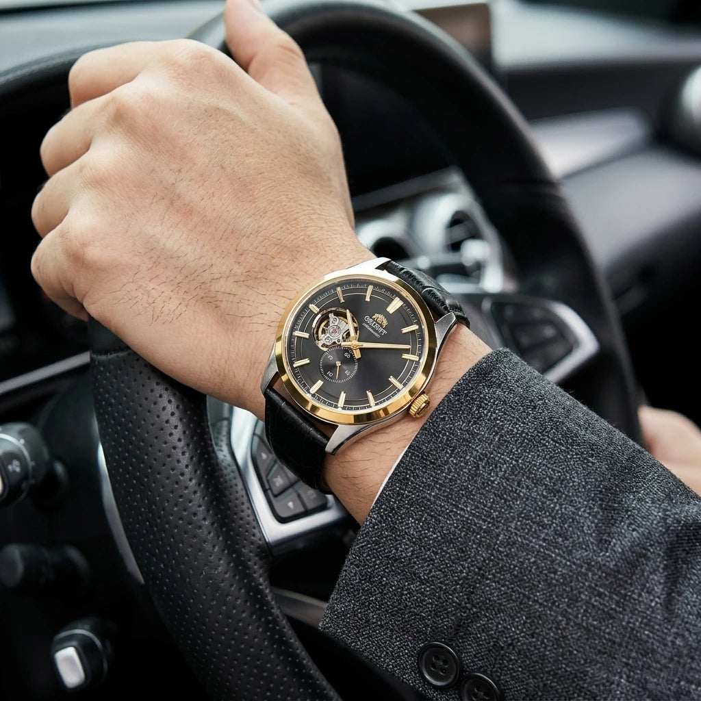 Montre Homme Automatique Squelette Petite Seconde Cuir Orient – CLEVI Paris