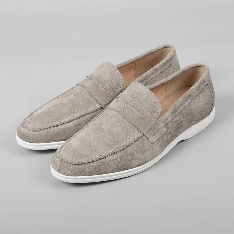 Mocassins en cuir gris à bout pointu – CLEVI Paris