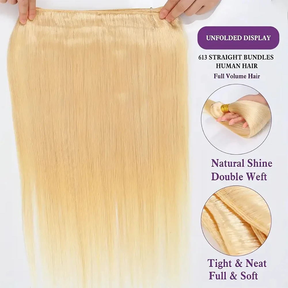 Bundles Cheveux Humains Lisses Blonde 613 Vietnamiens BELEXTENS – CLEVI Paris