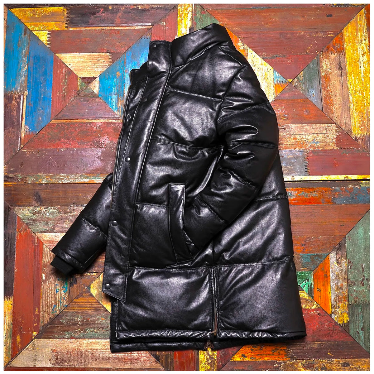 Manteau long homme en cuir de vache noir – CLEVI Paris