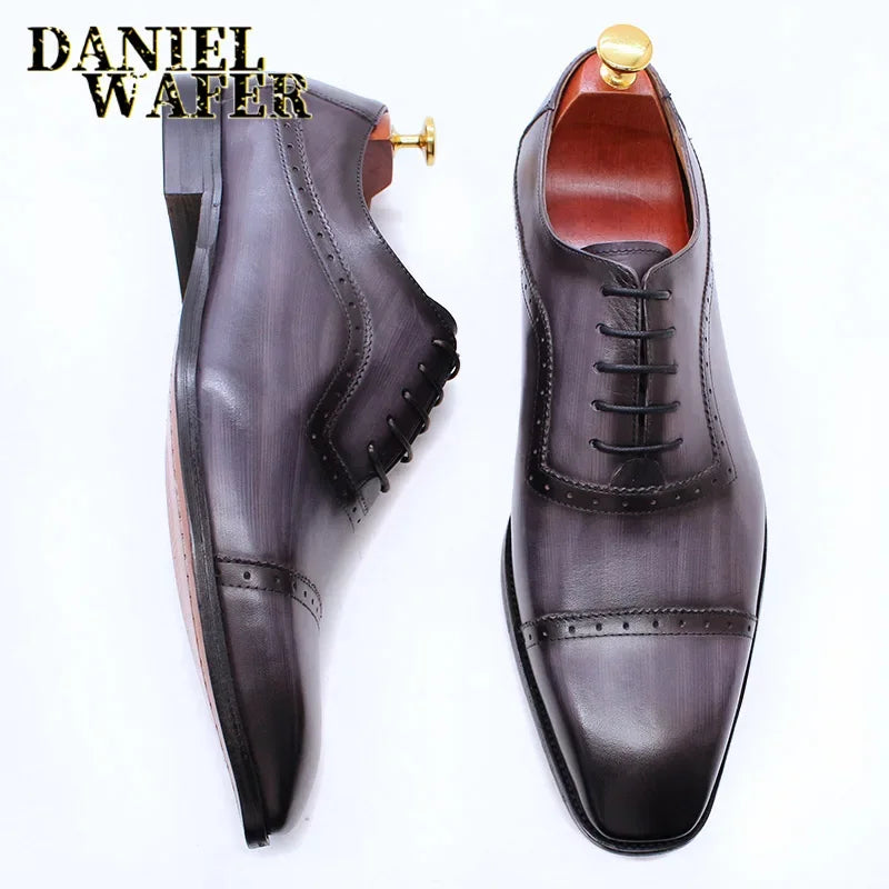 Oxford brogue homme en cuir à lacets – CLEVI Paris