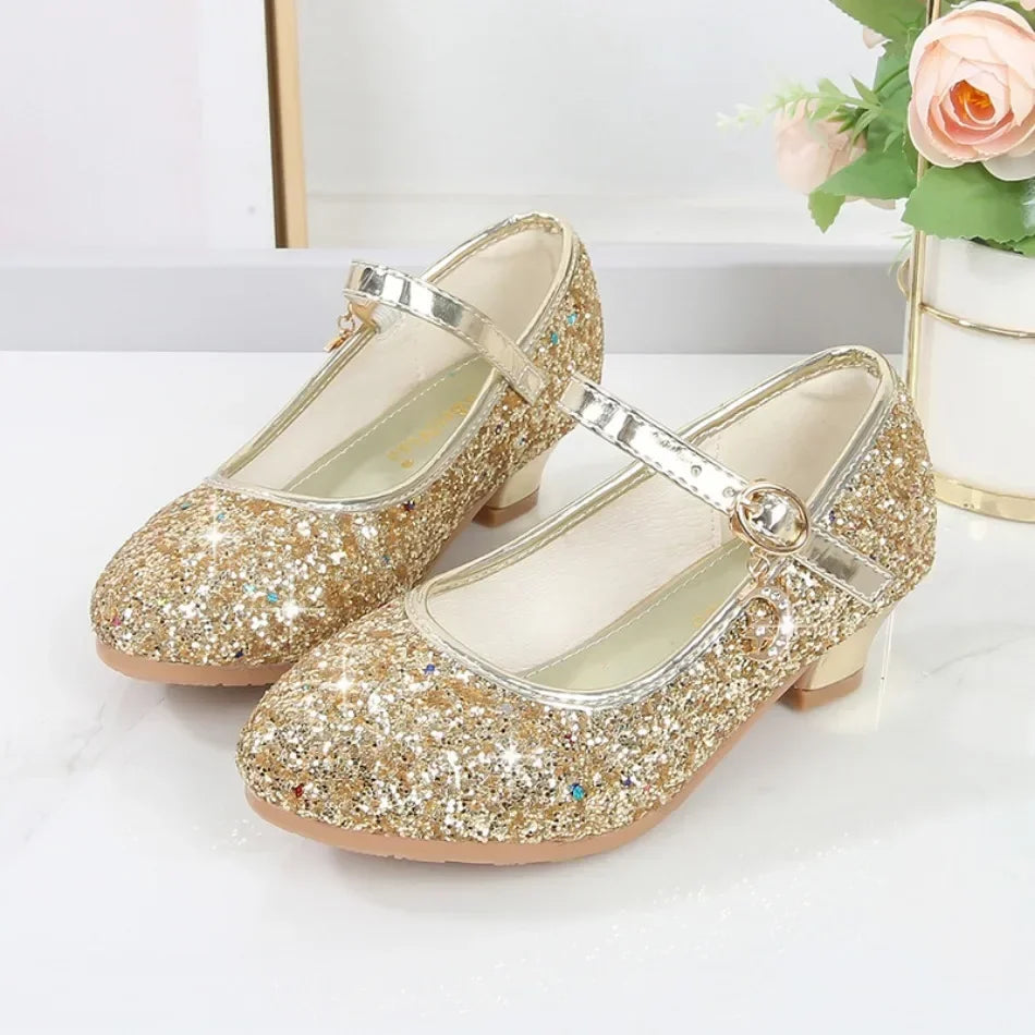 Sandales fille à talons et paillettes – CLEVI Paris