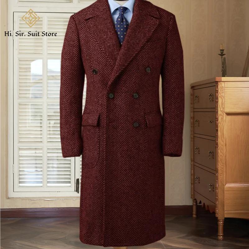 Manteau long homme à chevrons croisé – CLEVI Paris