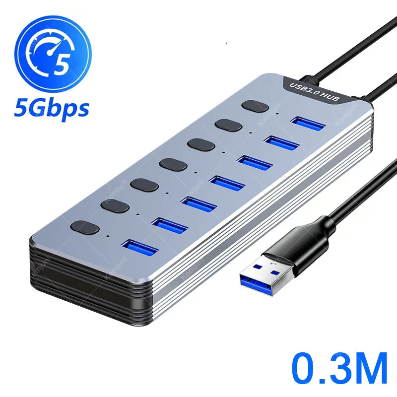 Hub USB 3.2 Gen 2 7 Ports 10Gbps avec Câble – CLEVI Paris