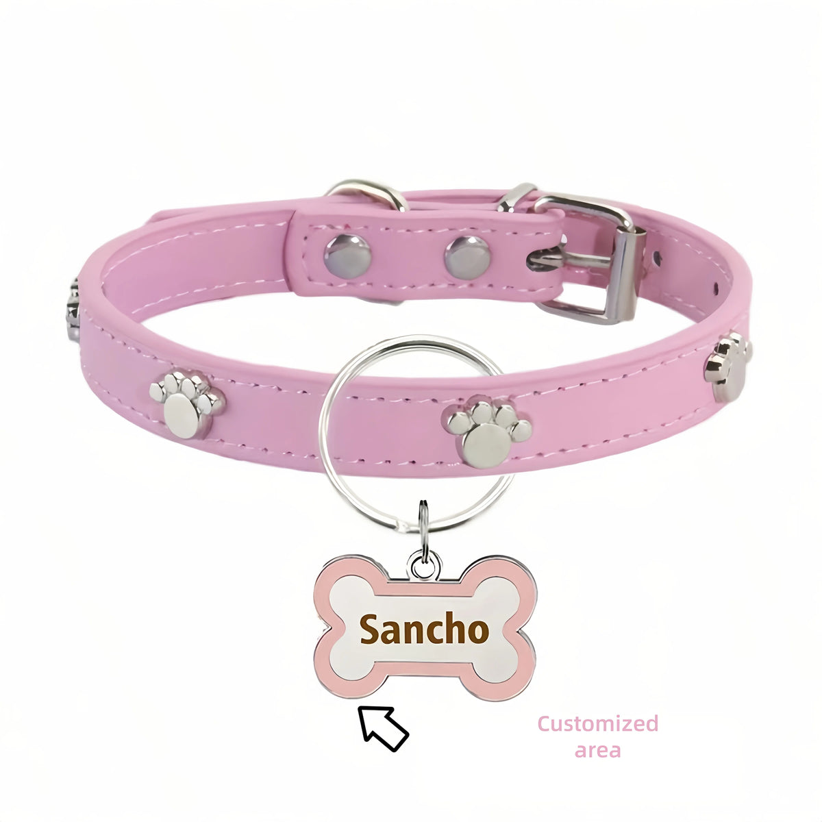 Collier chien en cuir avec médaille gravée – CLEVI Paris