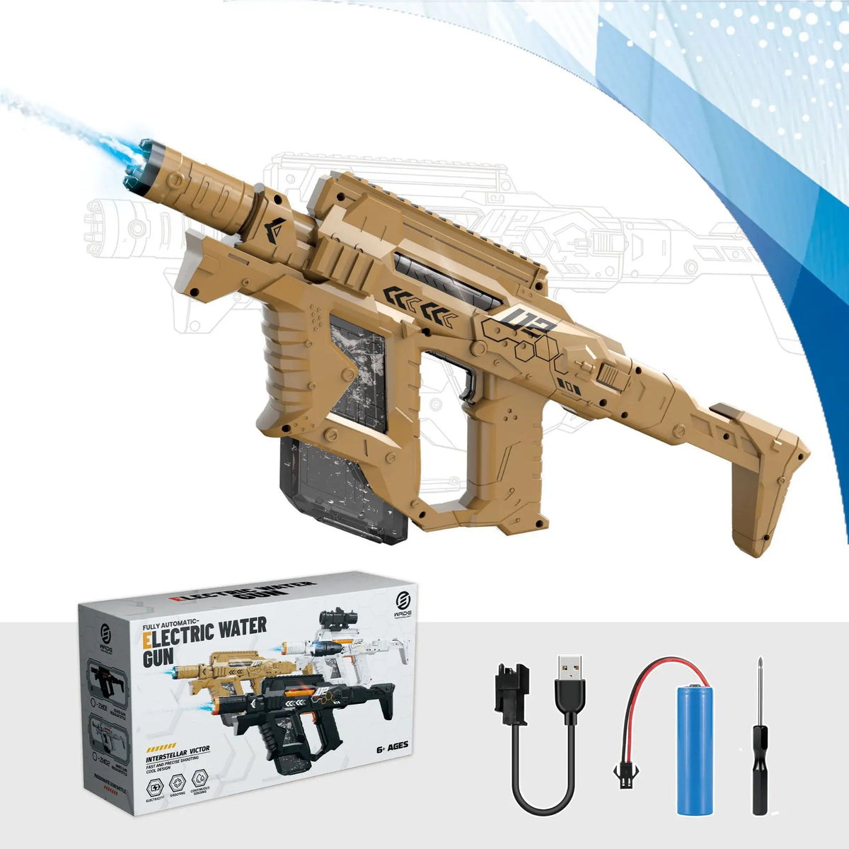 Pistolet à eau électrique LED, tir automatique – CLEVI Paris