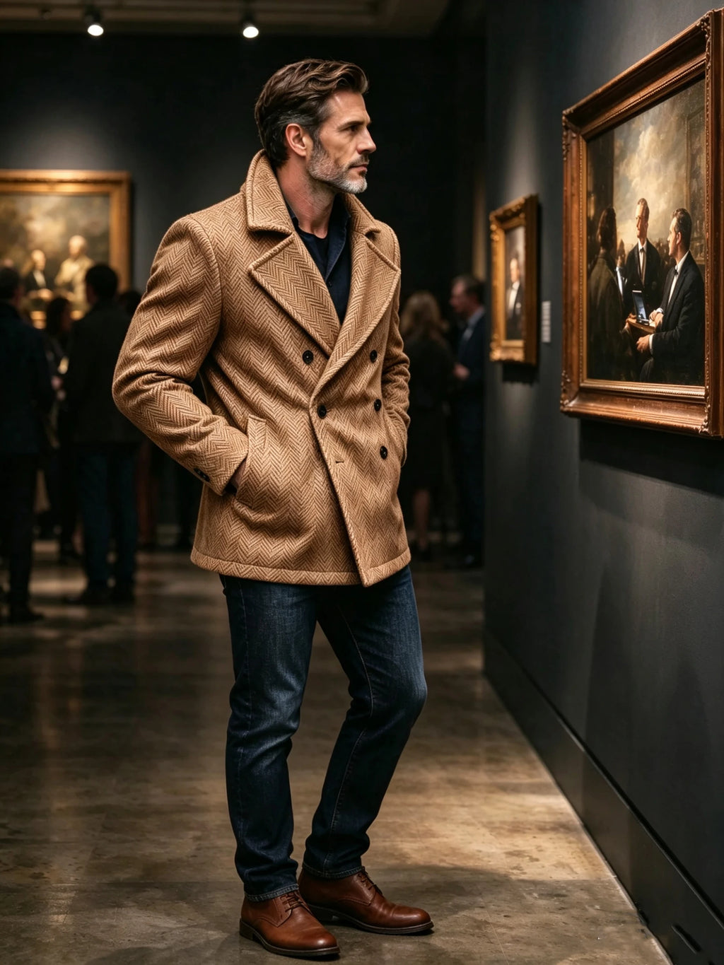 Manteau homme court à chevrons en laine mélangée – CLEVI Paris