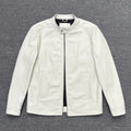 Veste homme en cuir ivoire à col montant – CLEVI Paris