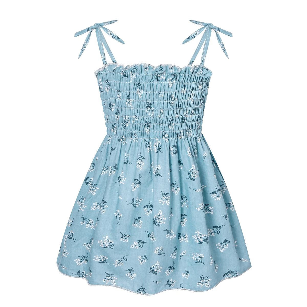 Robe d’été fille à fleurs sans manches – CLEVI Paris