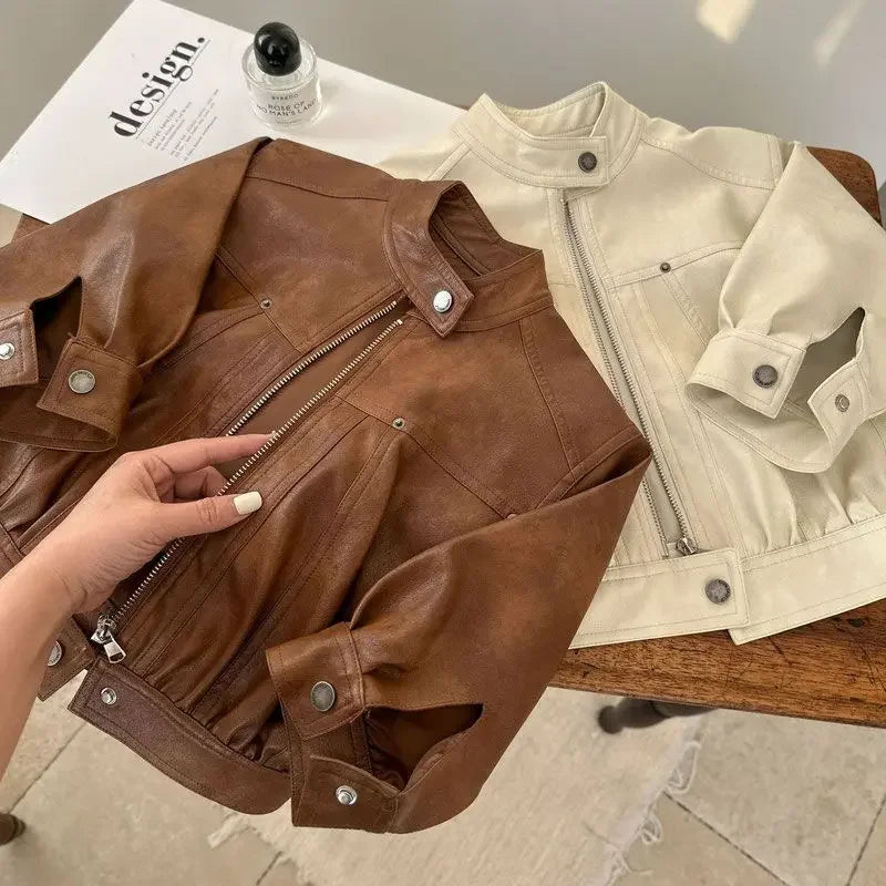 Veste enfant en similicuir zippée – CLEVI Paris