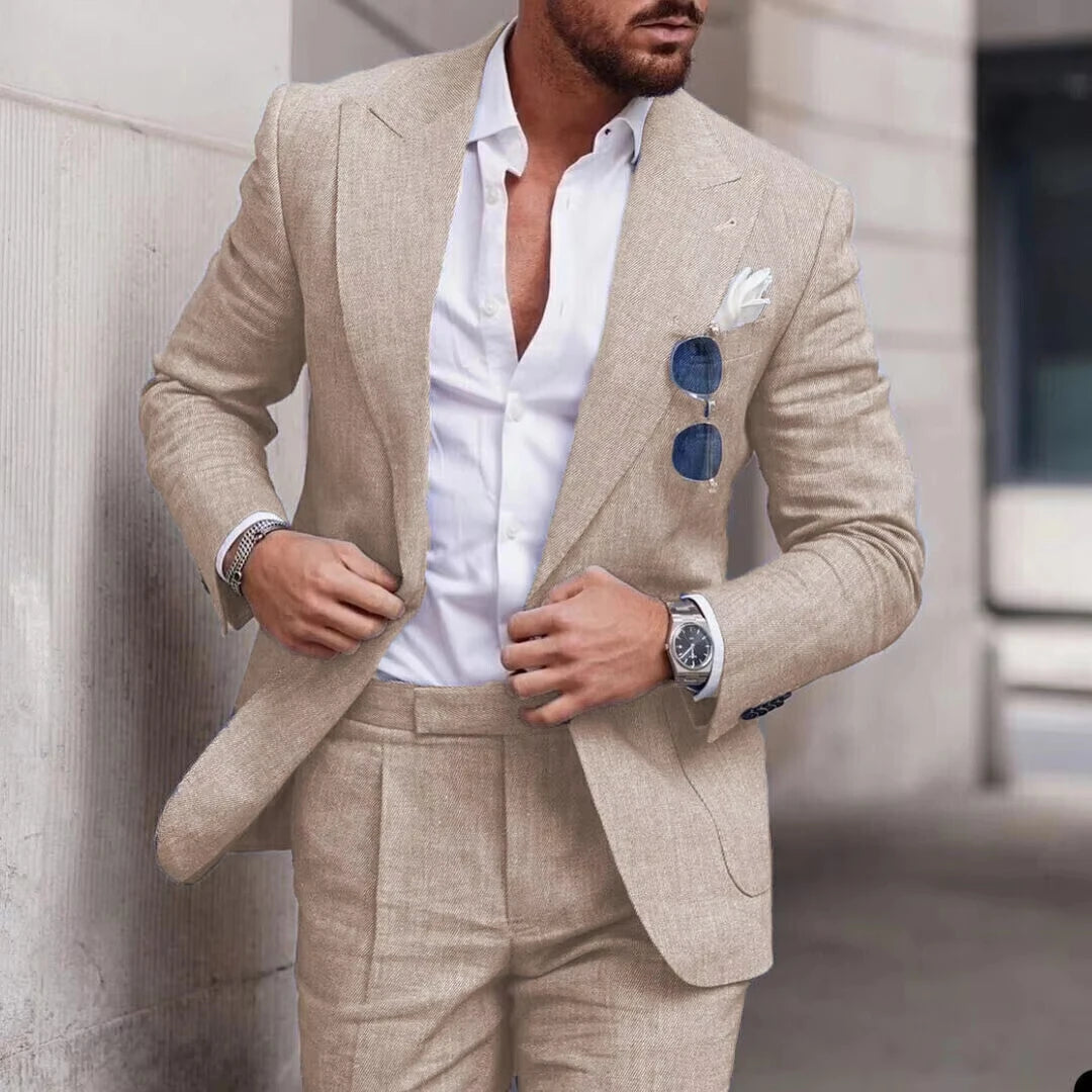 Costume Lin Homme 2 Pièces Coupe Ajustée – CLEVI Paris