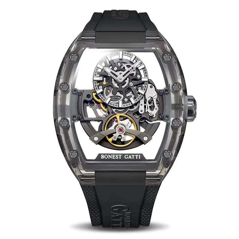 Montre Mécanique Automatique BONEST GATTI BG-9960 Squelette Tonneau Saphir – CLEVI Paris