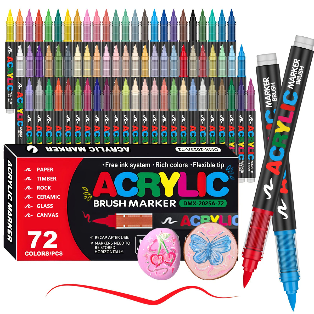 Marqueurs Acryliques Pointe Pinceau 12-72 Couleurs – CLEVI Paris