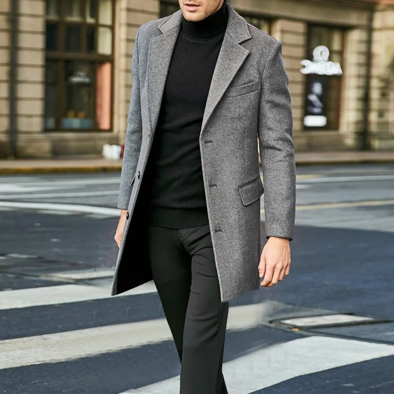 Manteau homme style laine, col rabattu – CLEVI Paris