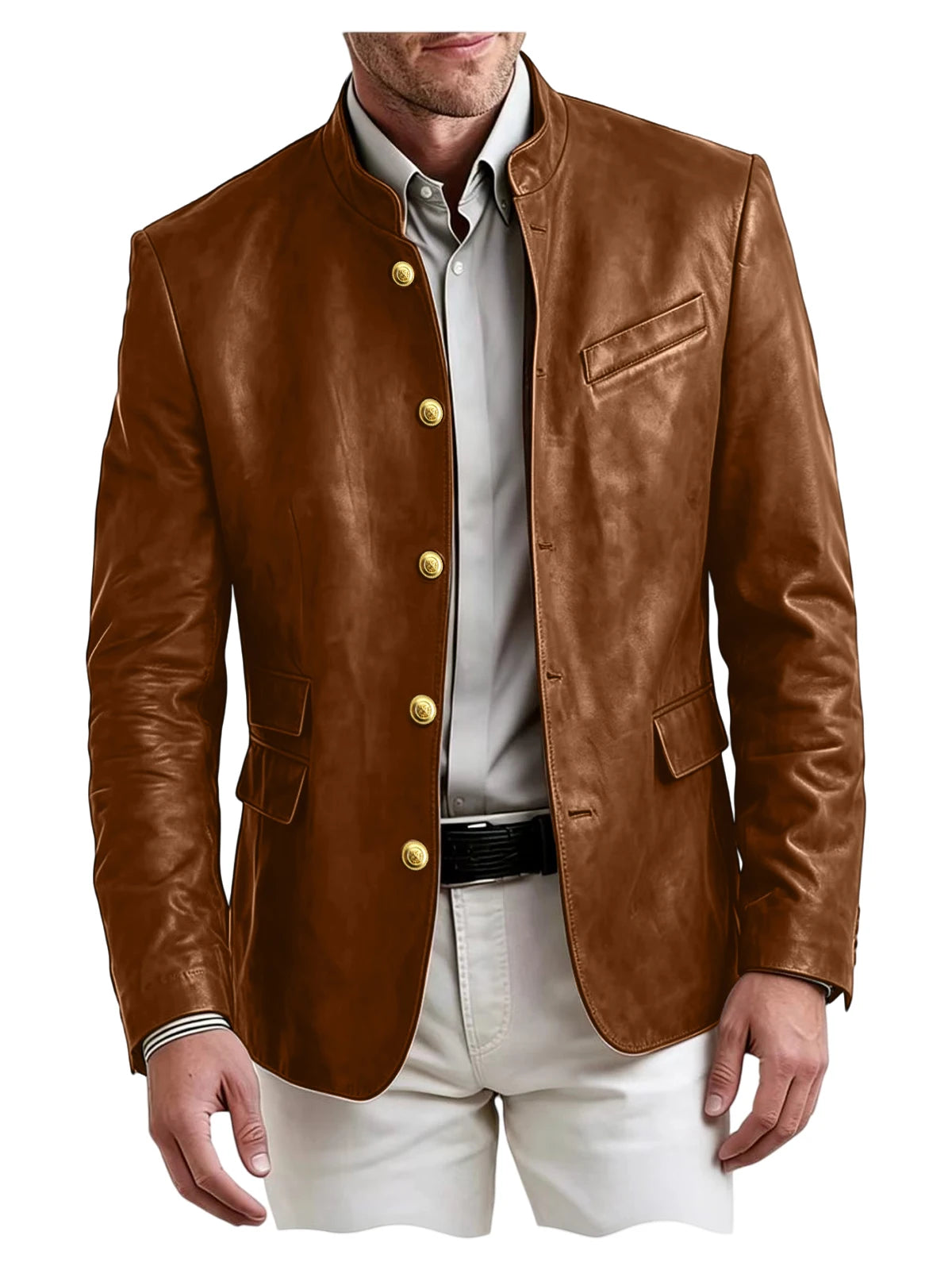 Blazer homme en similicuir, col montant – CLEVI Paris