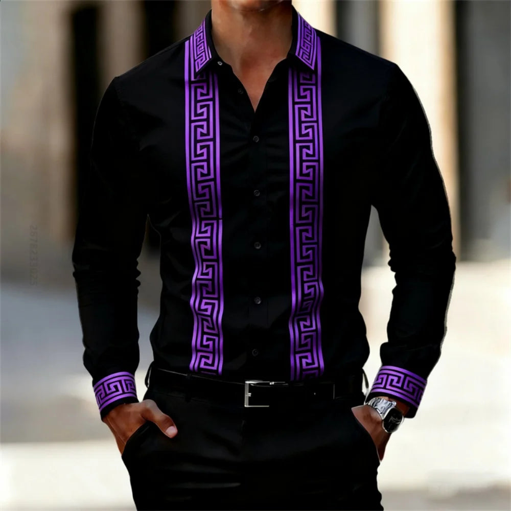 Chemise Imprimée Homme Manches Longues – CLEVI Paris