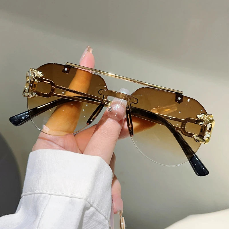Lunettes de Soleil Aviateur Sans Monture Biseautées Dégradé UV400 Femme – CLEVI Paris