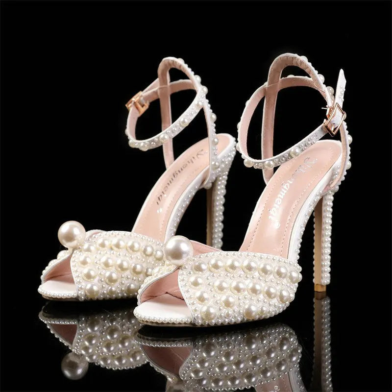 Escarpins à talons et perles pour femme – CLEVI Paris