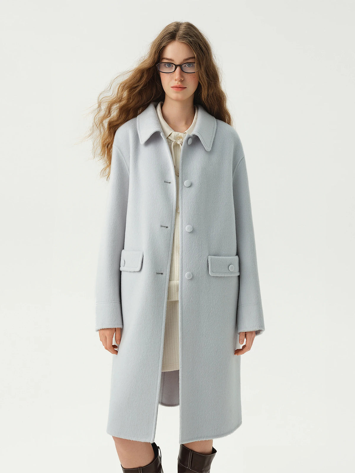Manteau femme DUSHU laine double face trapèze – CLEVI Paris