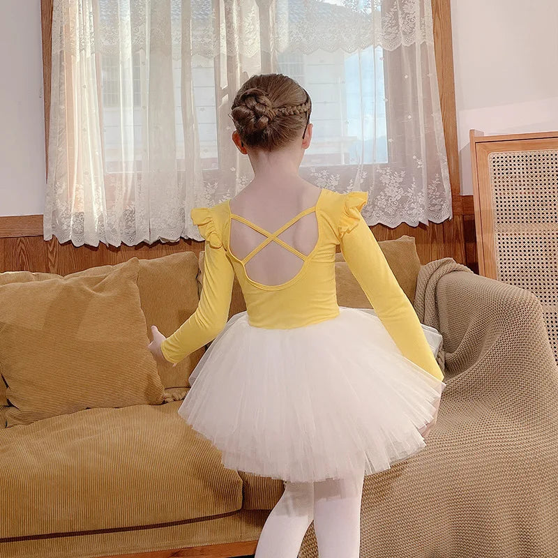 Robe tutu de danse fille à manches longues – CLEVI Paris
