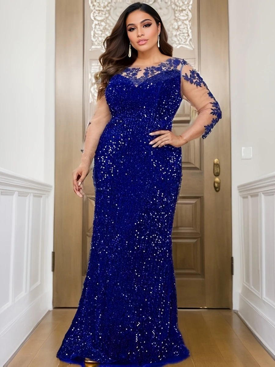 Robe de soirée longue dentelle et paillettes – CLEVI Paris