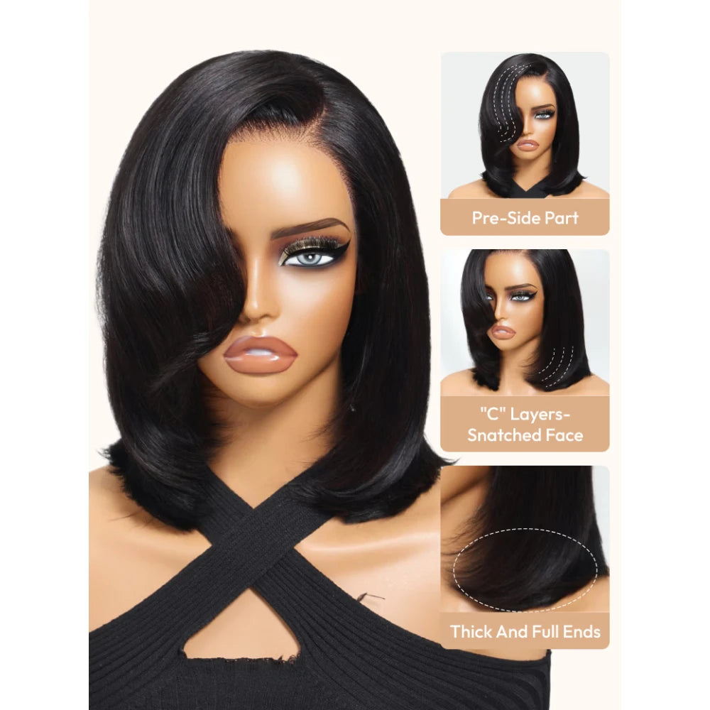Perruque bob lisse en cheveux humains – CLEVI Paris