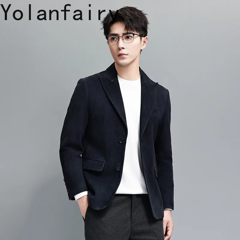 Veste homme en cuir de mouton suédé – CLEVI Paris