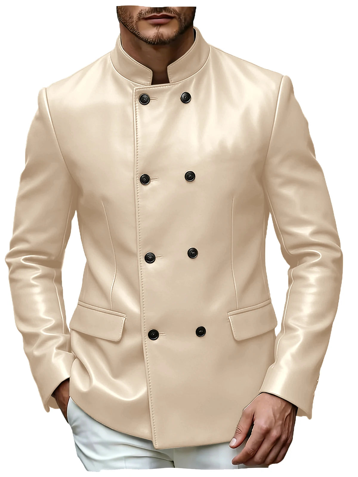 Blazer homme en similicuir, col montant – CLEVI Paris