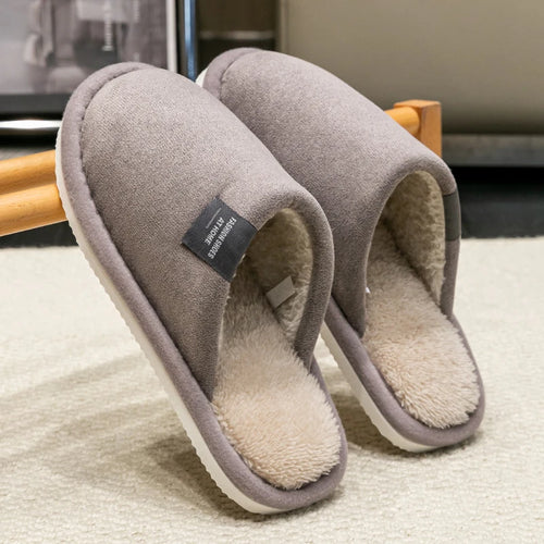 Chaussons d'Hiver Homme Antidérapants – Semelle EVA, Doublure Peluche & Confort Plat