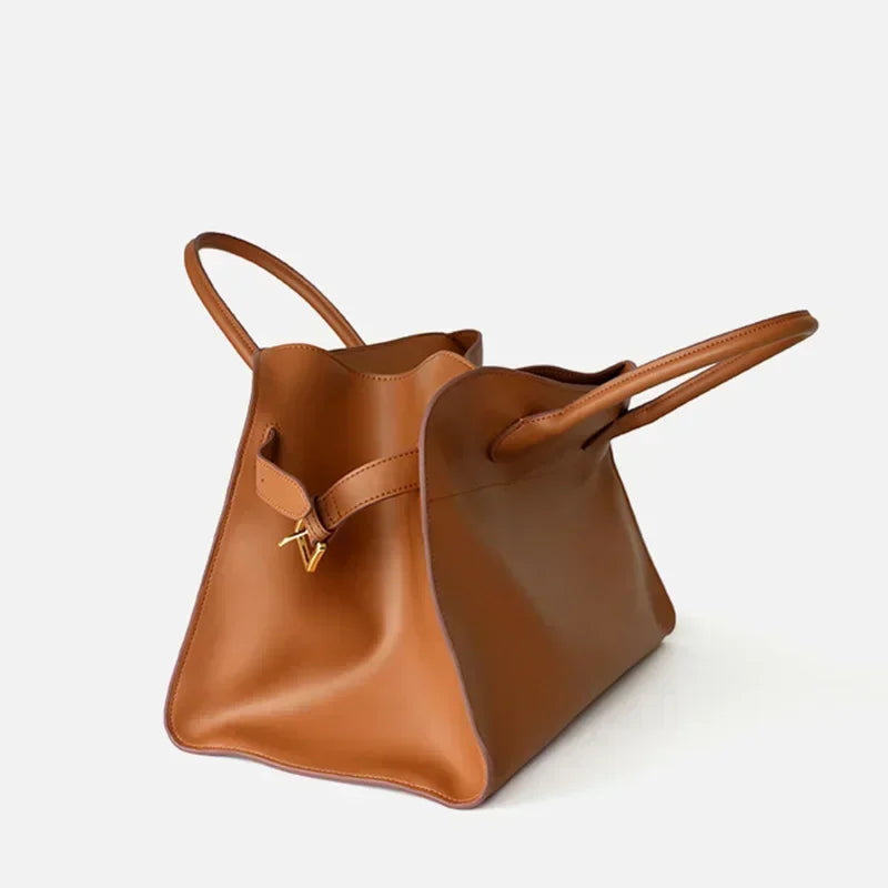Grand Sac Cabas Cuir Véritable Vintage Femme 39x27cm – CLEVI Paris