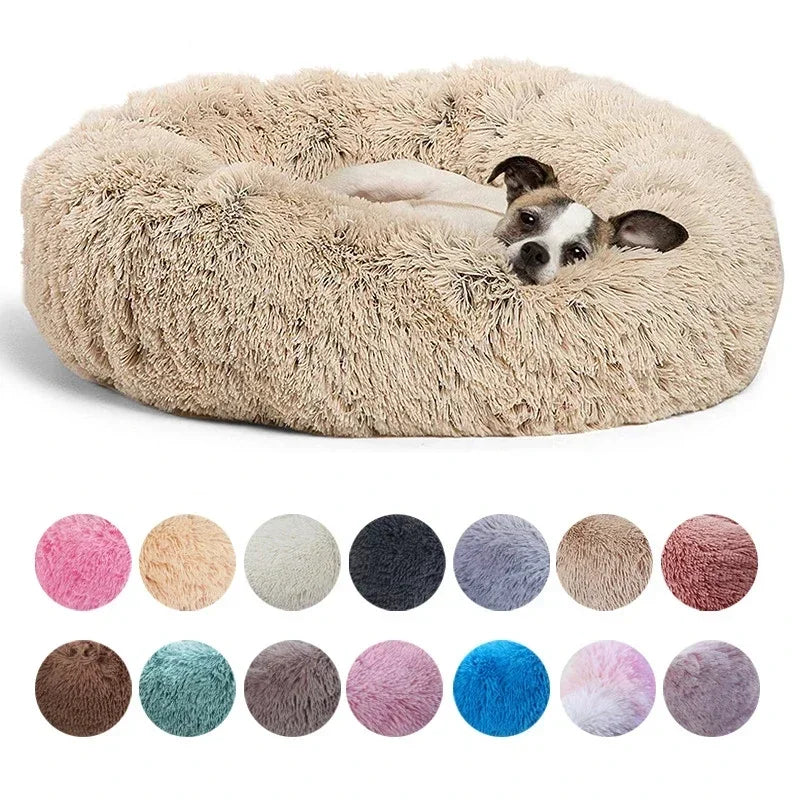 Panier rond chien et chat en peluche 40–90 cm – CLEVI Paris