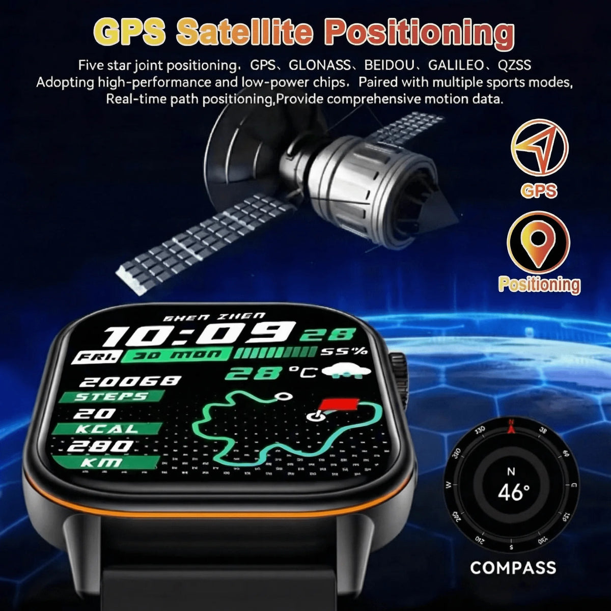 Montre GPS QX17 AMOLED 2,01″ sport – CLEVI Paris