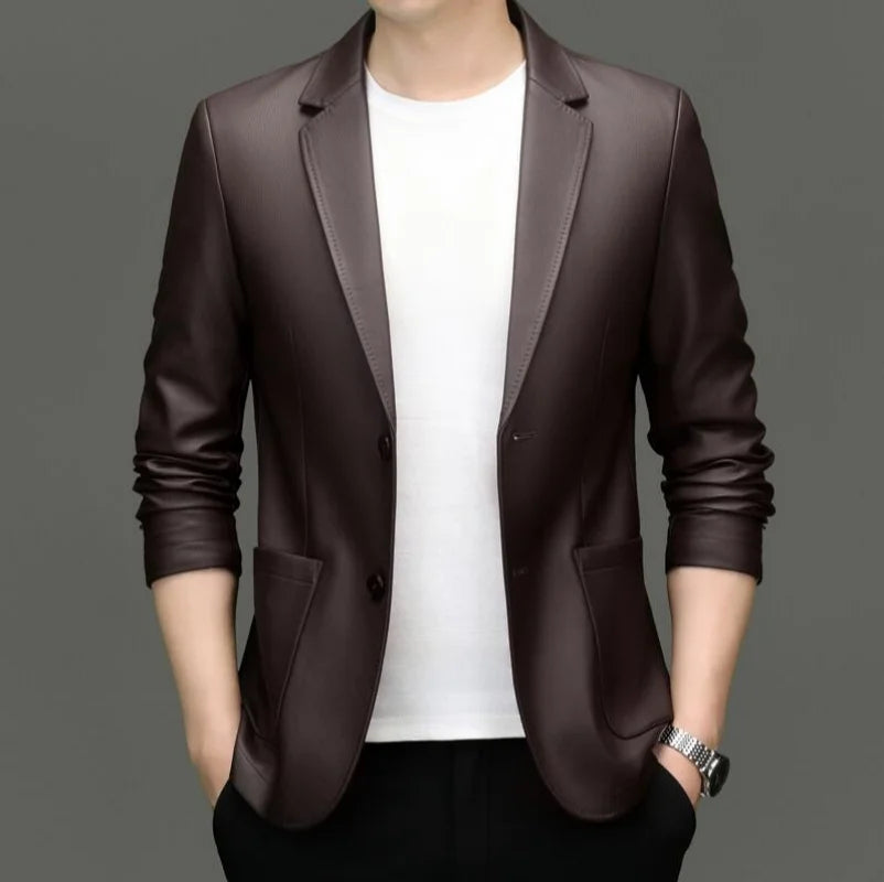Veste homme en cuir de mouton à boutons – CLEVI Paris