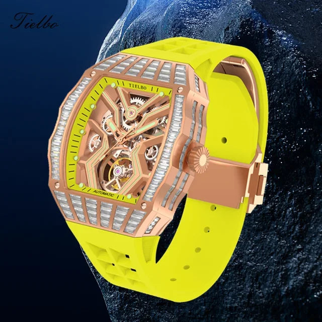 Montre Automatique Squelette Saphir Cristaux Homme – CLEVI Paris